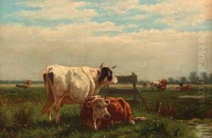 Cattle Grazing In A Meadow by William Frederick Hulk