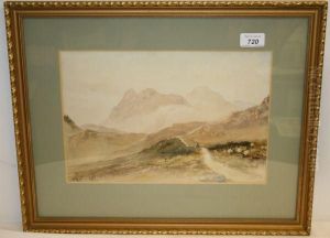 Figure On A Track With Hills Beyond by William Hull