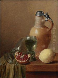 Still Life With A Jug And Pomegranate by Gillis Jacobsz. Hulsdonck