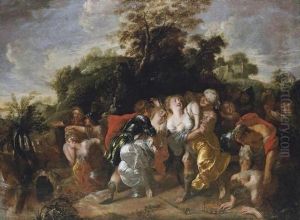 The Abduction Of The Women At The Dance Of Shiloh by Johann Hulsman