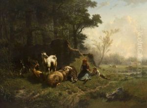 Couple De Jeunes Bergers Dans Un Paysage De Marais