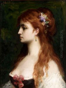 Portrait Of A Young Lady by Ferdinand Humbert