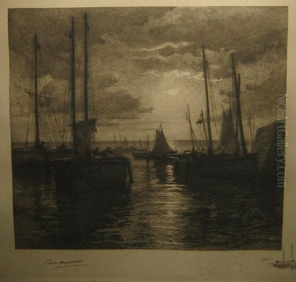Vissersboten Bij Maanlicht. - view 1