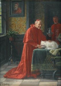 Cardinal Donnant Une Coupe De Lait A Sonchat by Adolf Humborg