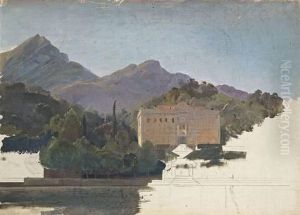 The Villa Carlotta Along Lake Como (study) by Carl Hummel