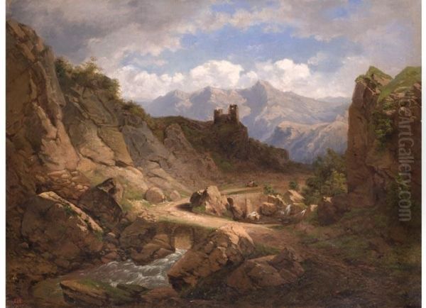 Sudliche Berglandschaft Mit Burgruine - view 1