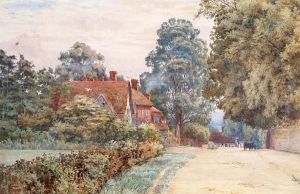 A Village Street In Surrey by Thomas H. Hunn