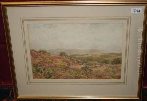 Figure In A Horse And Cart Inextensive Moorland Landscape by Thomas Hunt