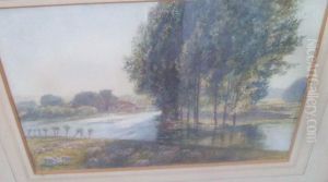 Sheepgrazing Near A Sunlit River by Alfred William Hunt