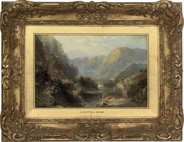 Travellers On A Path In A Mountainous Landscape - view 1