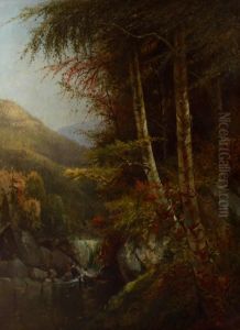 Mountain River Landscape - Possibly The Adirondack's by Charles Day Hunt