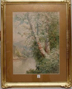 Trees On Ariver Bank by Charles Day Hunt