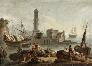 Vista De Porto Com Figuras by Clyde Du Vernet Hunt