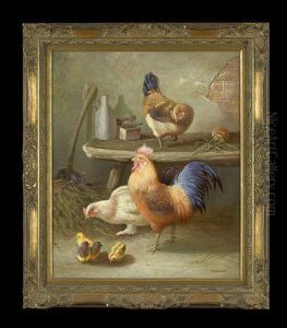 Poultry In A Barn by Edgar Hunt
