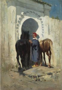 Horseman At The City Gate, Tangier by Edward Aubrey Hunt