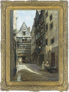 Figures In A Continental Street by Edward Aubrey Hunt