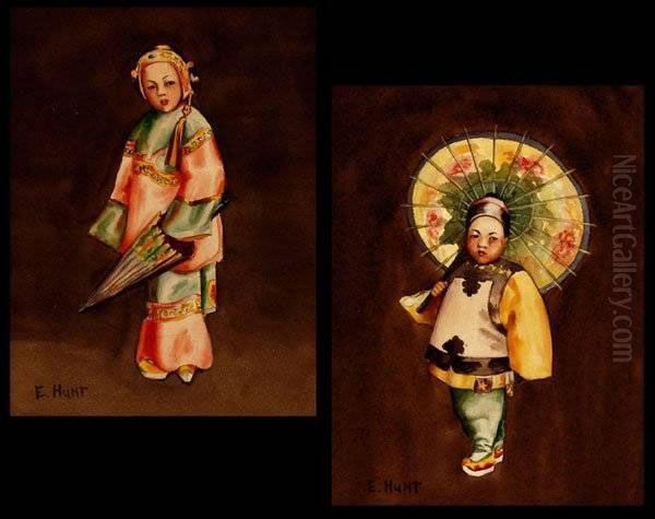 Two Works: Child With Open Parasol And Child In Pink Andgreen - view 1