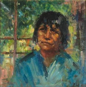 A Portrait Of A Native American Woman by Esther Anna Hunt