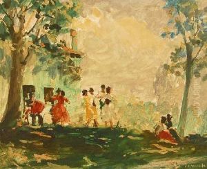 Dancers Outside A Continental Villa