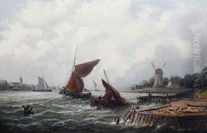 A Wherry And Other Boats Moored In An Estuary