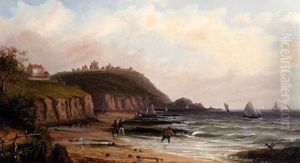 Coastal Scene With Fishing Boats Approaching Shore