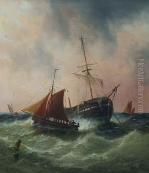 Boats Leaving A Wreck - view 1