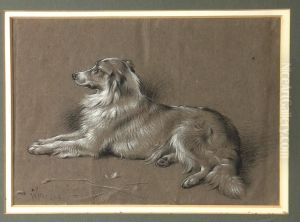 Portrait Of A Collie Dog by W.H. Hunt