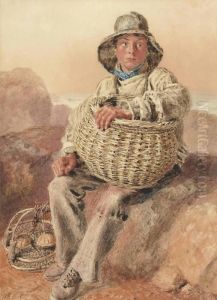 A Fisherboy Holding A Wicker Basket