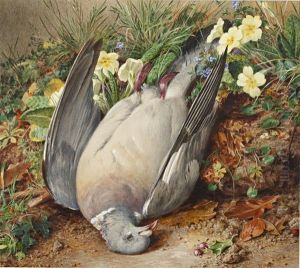 Pigeon On A Primrose Bank by William Henry Hunt