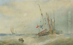 Shipping Boats At Anchor by William Howes Hunt