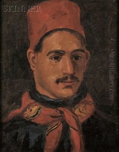 Portrait Of A Man Wearing A Red Fez by William Morris Hunt