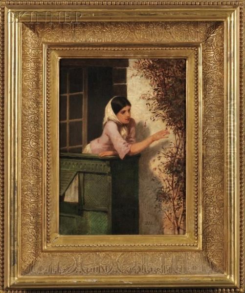 Young Woman On A Balcony - view 1