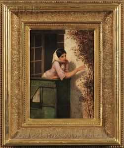 Young Woman On A Balcony by William Morris Hunt
