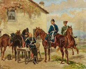 Prinz Wilhelm Ii.von Preusen Bei Einem Manover by Emil Hunten