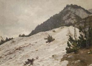 Schneebedeckte Berglandschaft by Max Hunten