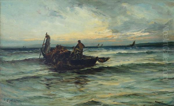 Hauling In The Nets At Sunset - view 1
