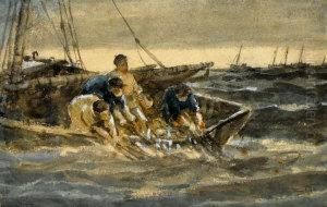 Fishing Boats In Rough Sea by Colin Hunter