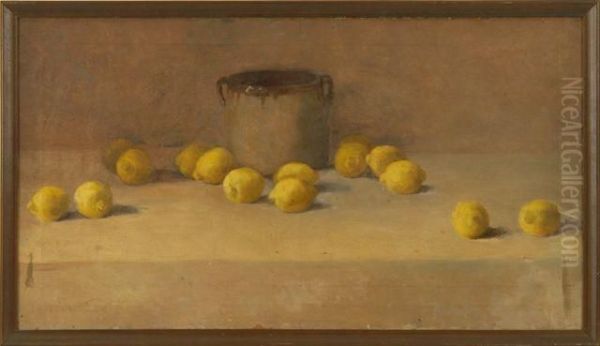 Still Life With Stoneware Crock And Lemons - view 1