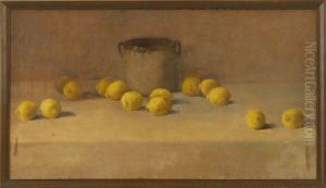 Still Life With Stoneware Crock And Lemons by Isabel Hunter