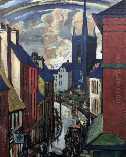 Street Scene With Rainbow - view 1