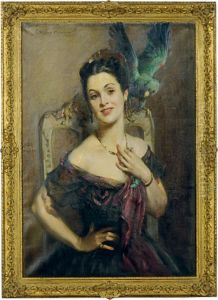 A Beauty With A Parrot by John Young Hunter