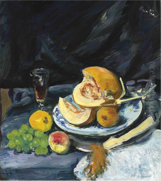Still Life With Cut Melon, Glass And Fan - view 1
