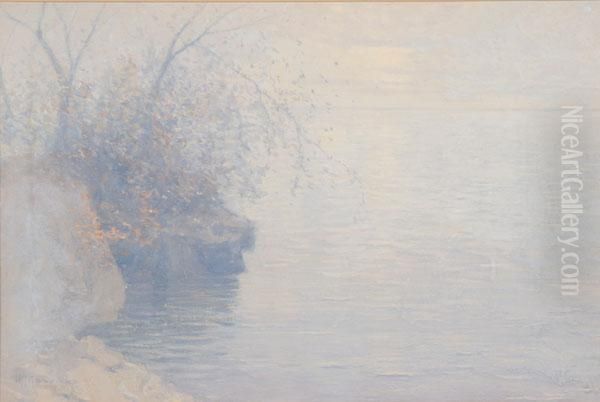 Lake Scene Reflecting The Glow Of The Moonlight - view 1