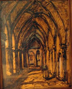 Le Cloitre De L'eglise De Villeneuve Les Avignon by Joseph Hurard