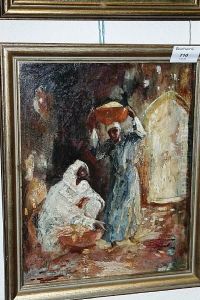 Arab Men In A Souk by Hal Hurst