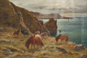 Shetland-ponys An Der Schottischen Kuste by Louis Bosworth Hurt