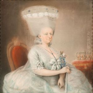 Portrait Of Queen Juliane Marie Of Denmark by Johann Heinrich Hurter