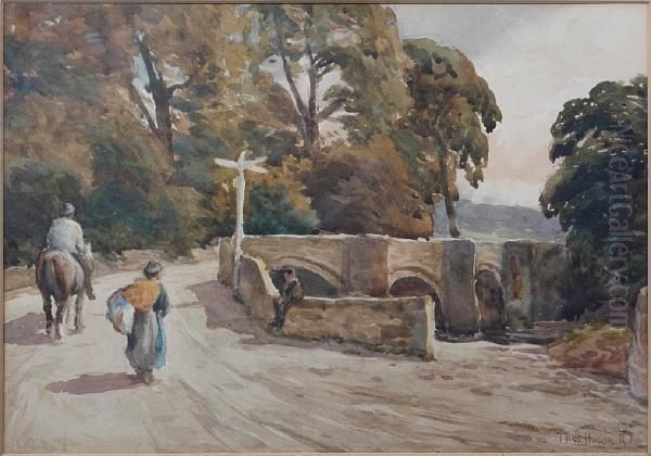 Figures Crossing A Bridge - view 1