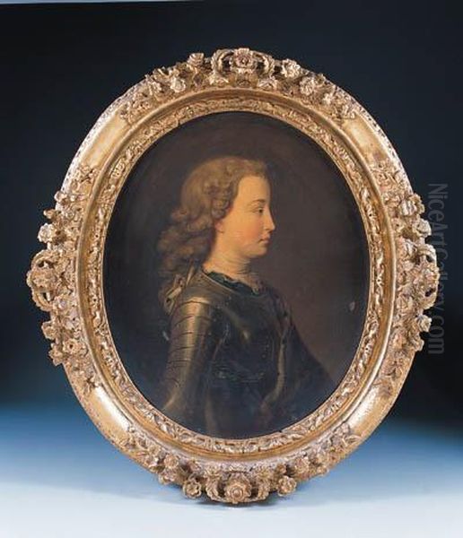 Portrait Of A Gentleman, Traditionally Identified As Prince Charlesedward Stuart, Half-length, In Armour And Ermine Trimmed Cape - view 1