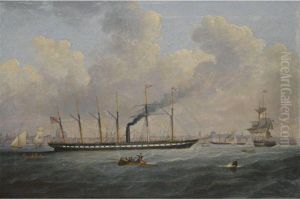The S.s. Great Britain Off Liverpool Flying The Atlantic Flag by Francis Hustwick